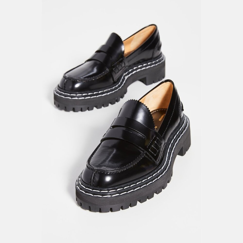 Proenza Schouler Black Lug Sole Loafers, size 37.5
